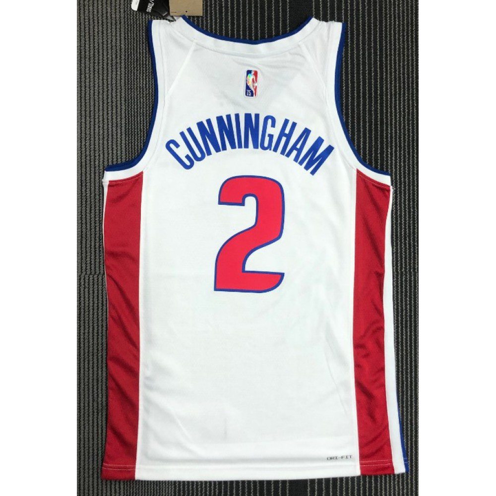 Men's Detroit Pistons Cade Cunningham #2 White 2021/22 Swingman NBA Jersey - Icon Edition-Pro Kit Vault | Brand New 26/27 Sports Jerseys